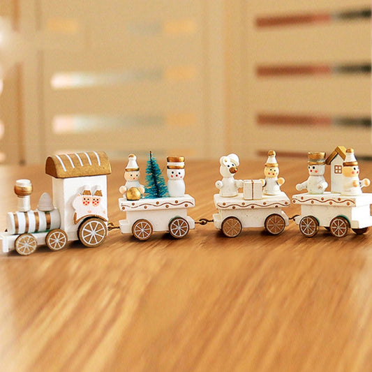 Christmas Dinner Table Decoration, Wooden Trains Children Kindergarten Christmas Decoration Ornaments Gifts (White) - Ornaments by PMC Jewellery | Online Shopping South Africa | PMC Jewellery