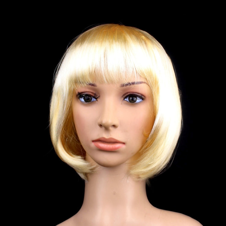 Party Cosplay Headwear Straight Short PET Wigs For Female(Gold) - Wigs by PMC Jewellery | Online Shopping South Africa | PMC Jewellery