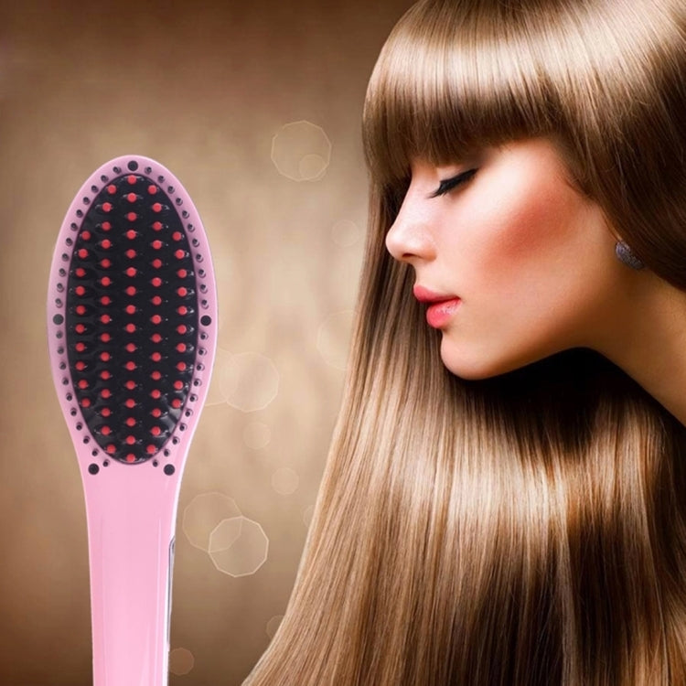 Handheld Innovative Hair Straightener Comb with LCD Temperature Display, EU Plug(Pink) - Combs by PMC Jewellery | Online Shopping South Africa | PMC Jewellery