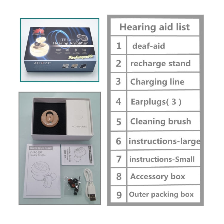 KAIXINWEI VHP-601 DC3.7V In-ear Bluetooth Hearing Aid Sound Amplifier (Black) - Hearing Aids by PMC TechLife | Online Shopping South Africa | PMC TechLife