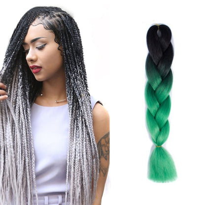 Fashion Color Gradient Individual Braid Wigs Chemical Fiber Big Braids, Length: 60cm(12 Black+Dark Green) - Wigs by PMC Jewellery | Online Shopping South Africa | PMC Jewellery