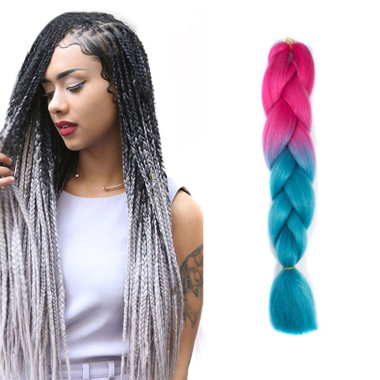 Fashion Color Gradient Individual Braid Wigs Chemical Fiber Big Braids, Length: 60cm(13 Peach Red+Lake Blue) - Wigs by PMC Jewellery | Online Shopping South Africa | PMC Jewellery