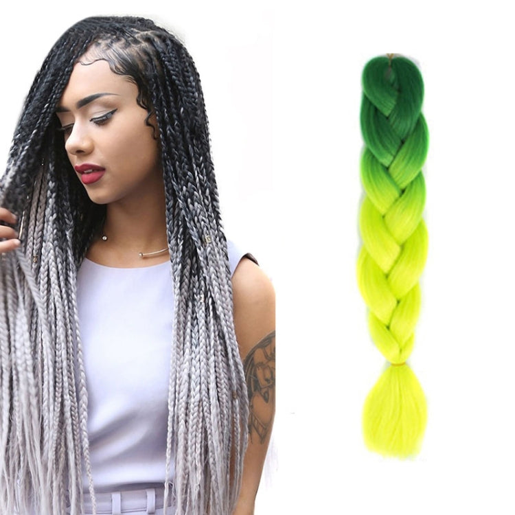 Fashion Color Gradient Individual Braid Wigs Chemical Fiber Big Braids, Length: 60cm(19 Dark Green+Yellow Green) - Wigs by PMC Jewellery | Online Shopping South Africa | PMC Jewellery