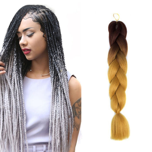 Fashion Color Gradient Individual Braid Wigs Chemical Fiber Big Braids, Length: 60cm(23 Brown+Gold Yellow) - Wigs by PMC Jewellery | Online Shopping South Africa | PMC Jewellery