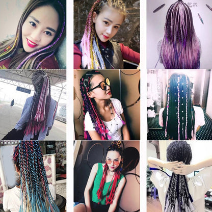 Fashion Color Gradient Individual Braid Wigs Chemical Fiber Big Braids, Length: 60cm(24 Dark Pueple+Light Purple) - Wigs by PMC Jewellery | Online Shopping South Africa | PMC Jewellery