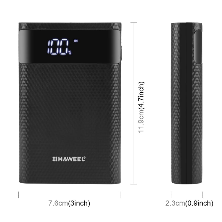 HAWEEL DIY 4x 18650 Battery (Not Included) 12000mAh Dual-way QC Charger Power Bank Shell Box with 2x USB Output & Display,  Support QC 2.0 / QC 3.0 / FCP / SFCP /  AFC / MTK / BC 1.2 / PD(Black) - Power Bank Box by HAWEEL | Online Shopping South Africa | PMC Jewellery | Buy Now Pay Later Mobicred