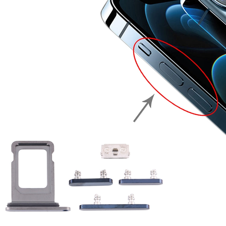 SIM Card Tray + Side Keys for iPhone 12 Pro(Blue) - Metal Parts by PMC TechLife | Online Shopping South Africa | PMC TechLife