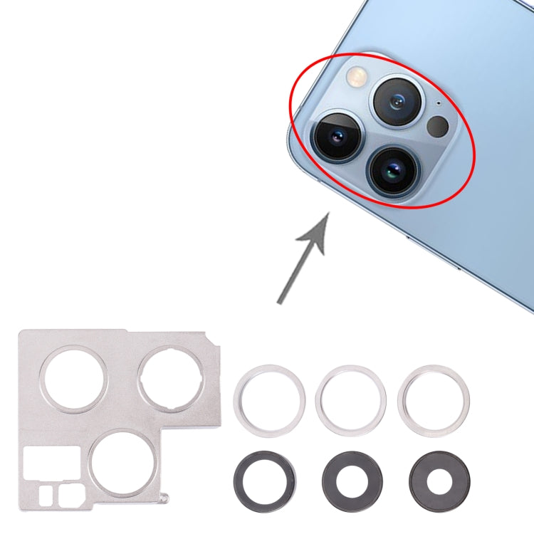 Camera Lens Cover With Retaining Bracket for iPhone 13 Pro Max(Silver) - Camera Series by PMC TechLife | Online Shopping South Africa | PMC TechLife
