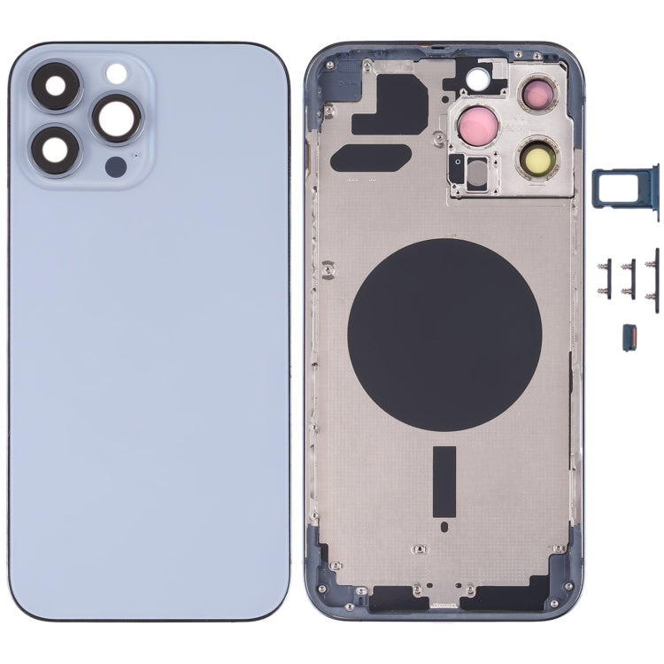 Back Housing Cover with SIM Card Tray & Side  Keys & Camera Lens for iPhone 13 Pro Max(Blue) - Back Cover by PMC TechLife | Online Shopping South Africa | PMC TechLife