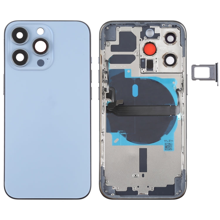 For iPhone 13 Pro Battery Back Cover with Side Keys & Card Tray & Power + Volume Flex Cable & Wireless Charging Module(Blue) - Back Cover by PMC TechLife | Online Shopping South Africa | PMC TechLife | Buy Now Pay Later Mobicred