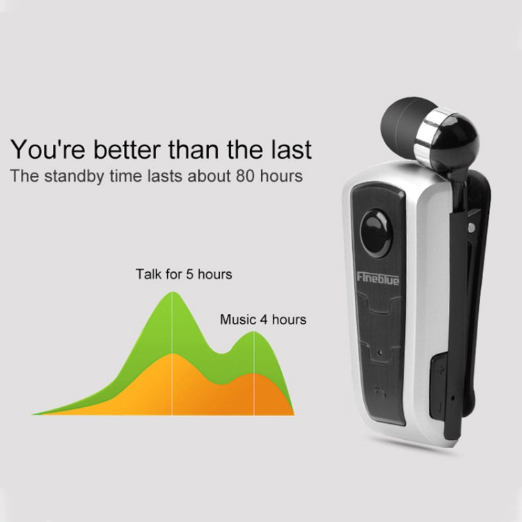 Fineblue F910 CSR4.1 Retractable Cable Caller Vibration Reminder Anti-theft Bluetooth Headset(Grey) - free shipping - PMC TechLife - Order now!