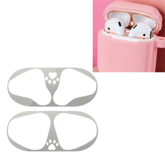 Cat Claw Pattern Metal Dustproof Protective Sticker for Apple AirPods 1/2(Silver) - Protective Sticker by PMC Jewellery | Online Shopping South Africa | PMC Jewellery