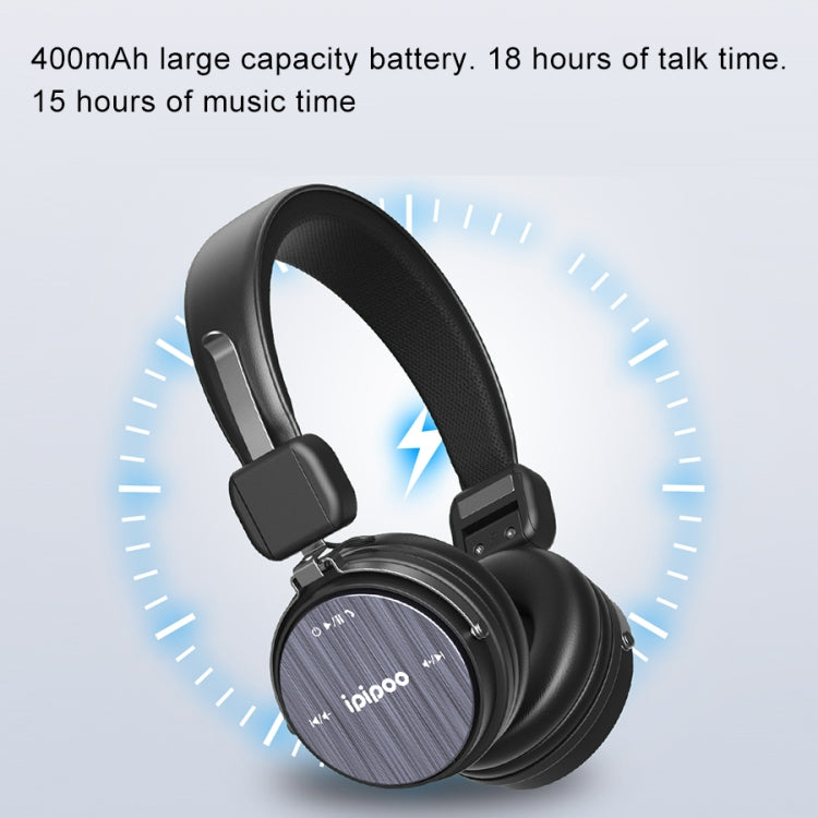 ipipoo EP-2 Foldable Head-mounted Wireless Bluetooth Headset Stereo HiFi Headphones, Support Handsfree, MFB Key(Grey) - Headset & Headphone by ipipoo | Online Shopping South Africa | PMC Jewellery