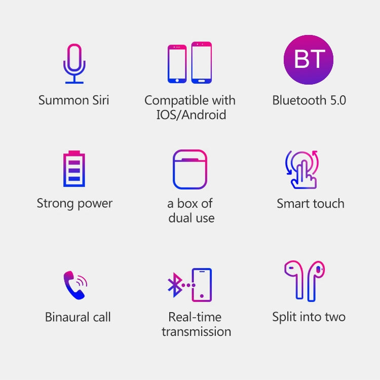 i9 Touch Wireless TWS Sport Bilateral Stereo Bluetooth 5.0 Headset with Charging Box, Touch Version (White) - TWS Earphone by PMC TechLife | Online Shopping South Africa | PMC TechLife