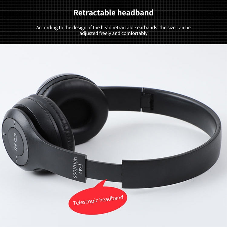 P47 Foldable Wireless Bluetooth Headphone with 3.5mm Audio Jack, Support MP3 / FM / Call (Green) - Headset & Headphone by PMC TechLife | Online Shopping South Africa | PMC TechLife