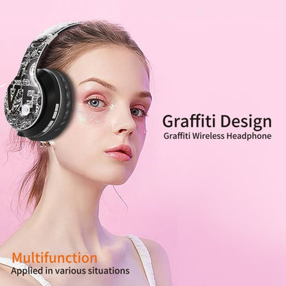 B1 Graffiti Pattern Wireless Bluetooth V5.0 Headset (Black Silver) - Headset & Headphone by PMC Jewellery | Online Shopping South Africa | PMC Jewellery