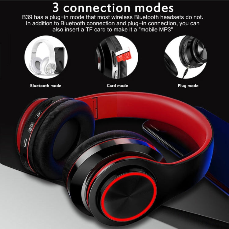 B39 Wireless Bluetooth V5.0 Headset (Black Red) - Headset & Headphone by PMC TechLife | Online Shopping South Africa | PMC TechLife