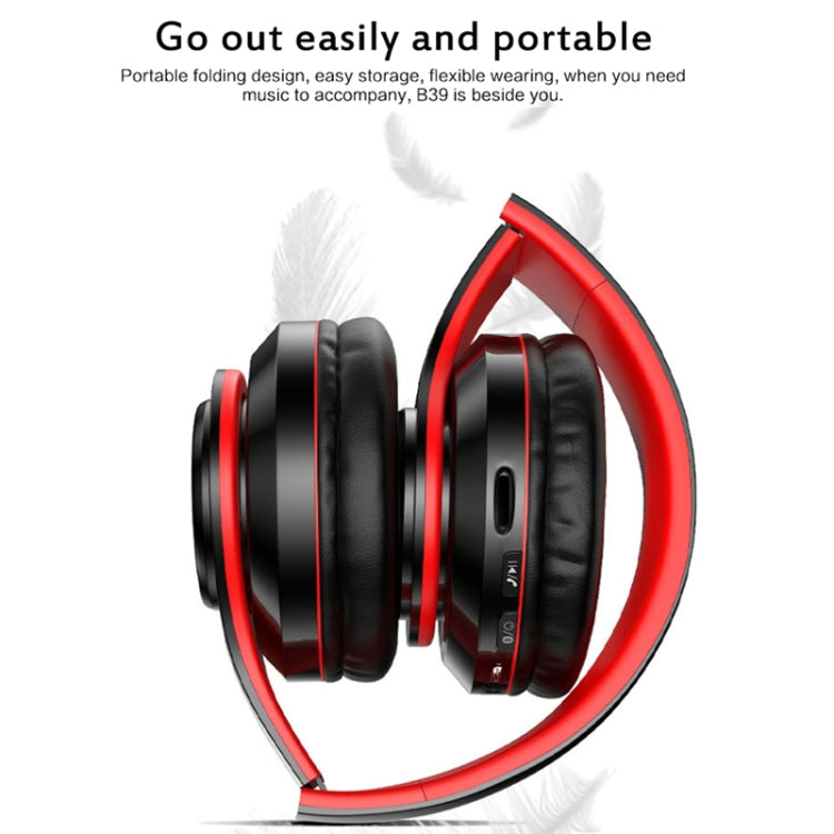 B39 Wireless Bluetooth V5.0 Headset (Black Red) - Headset & Headphone by PMC TechLife | Online Shopping South Africa | PMC TechLife