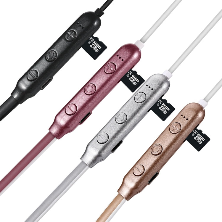 F106 Bluetooth 4.2 Hanging Neck Design Bluetooth Headset, Support Music Play & Switching & Volume Control & Answer(Rose Gold) - Neck-mounted Earphone by PMC TechLife | Online Shopping South Africa | PMC TechLife