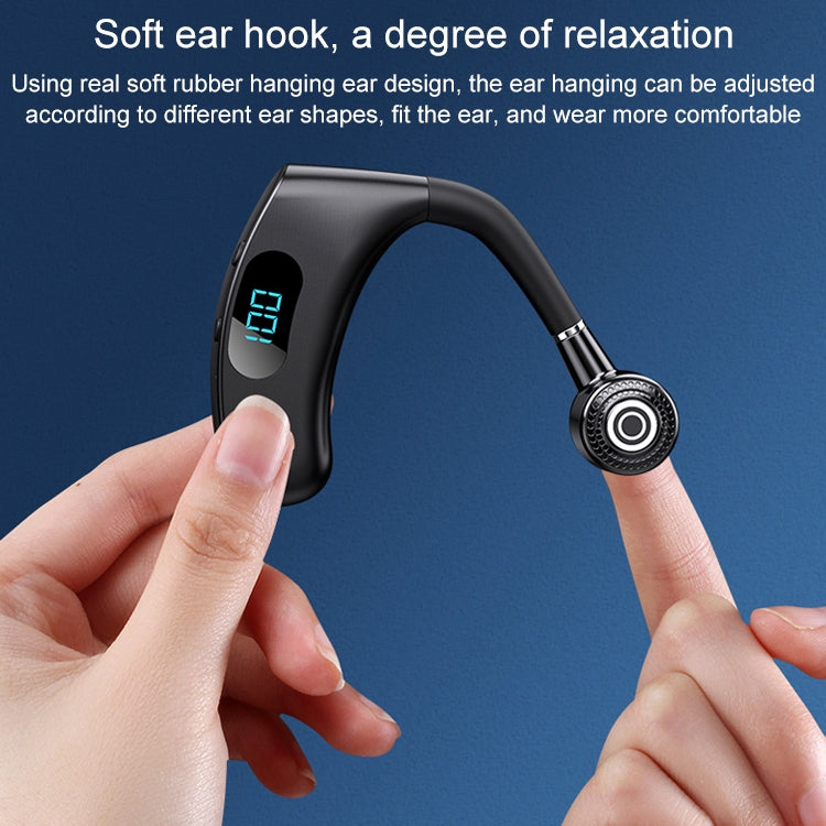 V12 Bluetooth 5.2 Business Hanging Ear Style Smart LED Digital Display Wireless Bluetooth Earphone with Charging Box (Blue) - Bluetooth Earphone by PMC TechLife | Online Shopping South Africa | PMC TechLife