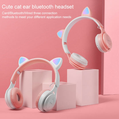 M6 Luminous Cat Ears Pure-color Foldable Bluetooth Headset with 3.5mm Jack & TF Card Slot (White) - Headset & Headphone by PMC Jewellery | Online Shopping South Africa | PMC Jewellery