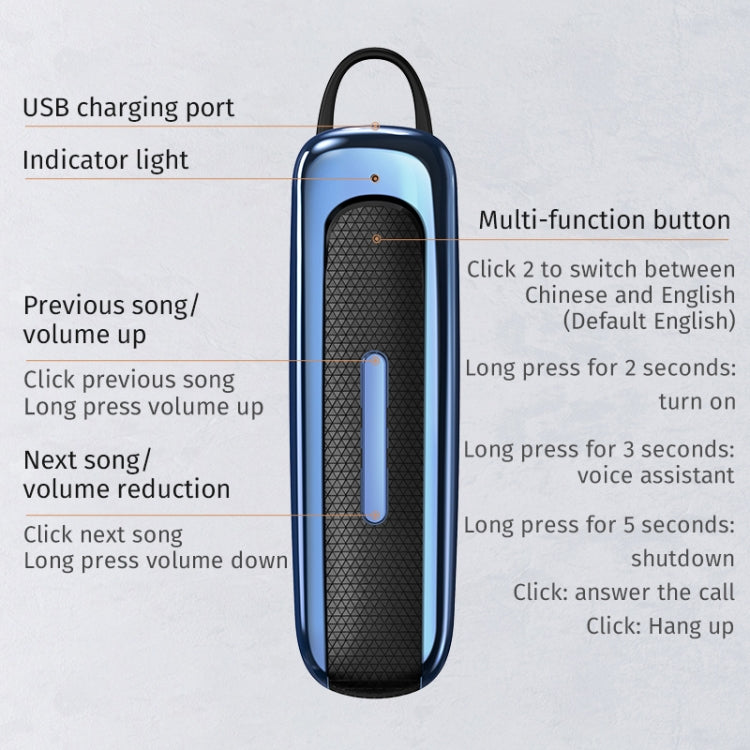 E1 Smart Noise Reduction Unilateral Ear-mounted Bluetooth Earphone (White Blue) - Bluetooth Earphone by PMC TechLife | Online Shopping South Africa | PMC TechLife