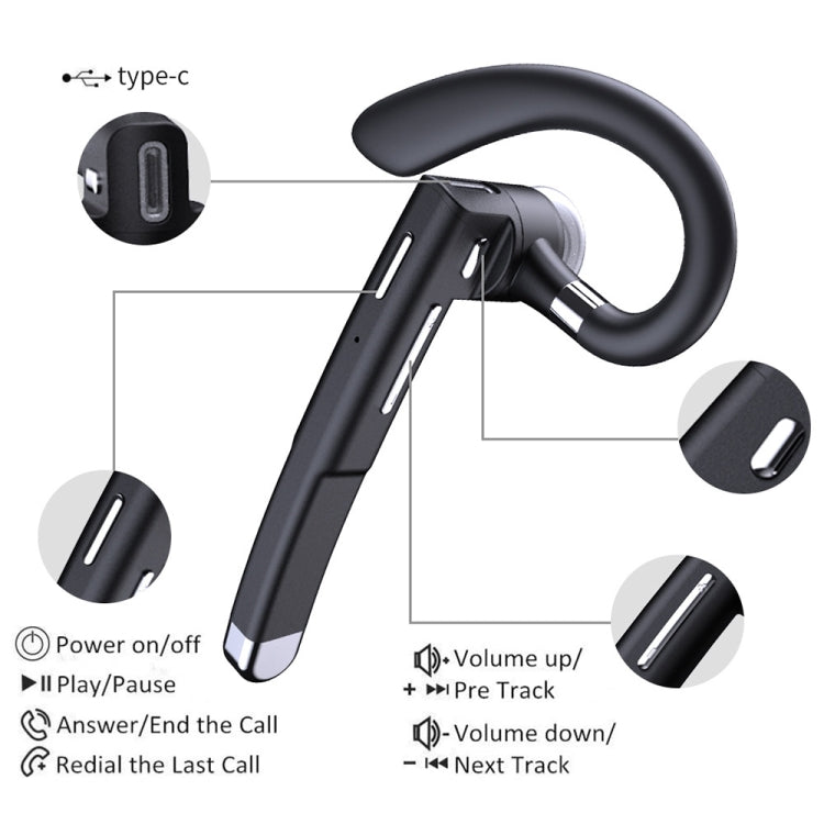 YYK-525 Simple Version Single Rotatable Earhook Noise Reduction Call Business Bluetooth Earphone without Charging Box - Bluetooth Earphone by PMC TechLife | Online Shopping South Africa | PMC TechLife