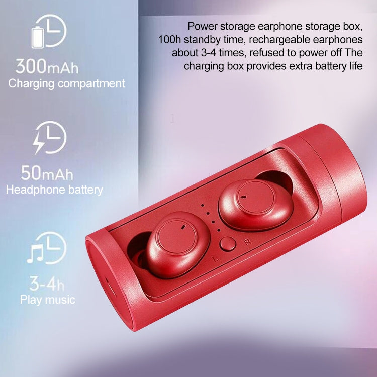 DT-15 Wireless Two Ear Bluetooth Headset Supports Touch & Smart Magnetic Charging & Power On Automatic Pairing (Red) - Bluetooth Earphone by PMC TechLife | Online Shopping South Africa | PMC TechLife