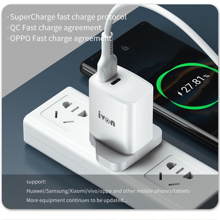 IVON AD52 18W USB-C / Type-C + USB Dual Port PD Fast Charge(EU Plug) - USB Charger by IVON | Online Shopping South Africa | PMC Jewellery | Buy Now Pay Later Mobicred