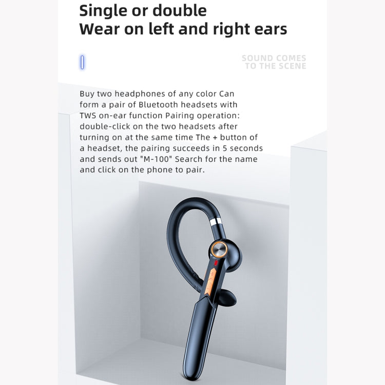 ME-100 TWS Business Rotating Universal True Stereo 5.0 Version Hanging Ear In-Ear Bluetooth Headset(Black+Orange) - Bluetooth Earphone by PMC TechLife | Online Shopping South Africa | PMC TechLife