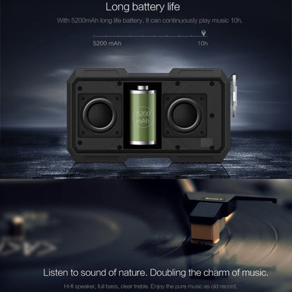 NILLKIN X-Man Portable Outdoor Sports Waterproof Bluetooth Speaker Stereo Wireless Sound Box Subwoofer Audio Receiver, For iPhone, Galaxy, Sony, Lenovo, HTC, Huawei, Google, LG, Xiaomi, other Smartphones(Black) - Waterproof Speaker by NILLKIN | Online Shopping South Africa | PMC Jewellery | Buy Now Pay Later Mobicred