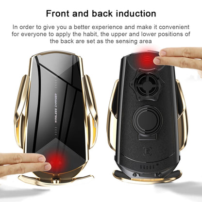 Q2 15W Universal Rotation Infrared Induction Magnetic Car Wireless Charging Mobile Phone Holder with Micro USB + 8 Pin + Type-C / USB-C Magnetic Connector(Black) - Wireless Charger Holders by PMC Jewellery | Online Shopping South Africa | PMC Jewellery