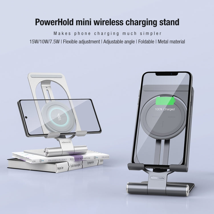 NILLKIN 2 in 1 15W PoweHold Mini Vertical Foldable Detachable Wireless Charger Mobile Phone Holder (Dark Gray) - Wireless Charger by NILLKIN | Online Shopping South Africa | PMC Jewellery