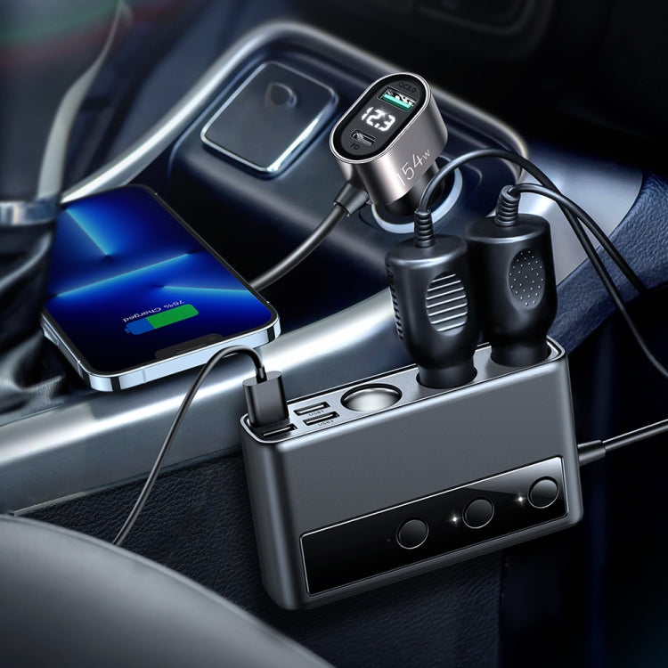 JOYROOM JR-CL06 9 in 1 154W PD USB-C / Type-C + Dual QC3.0 USB + 3 USB + 3 Cigarette Lighter Holes Digital Display Car Charger (Black) - Car Charger by JOYROOM | Online Shopping South Africa | PMC Jewellery | Buy Now Pay Later Mobicred