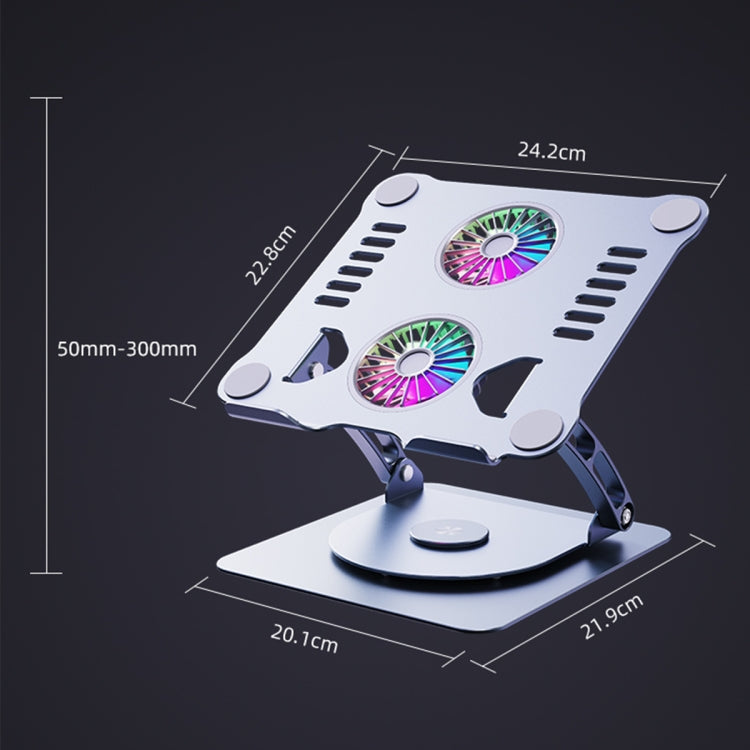 R- JUST HZ13-1 Rotating Foldable Multi-Angle Aluminum Alloy Laptop Fan Bracket (Silver) - MacBook Holder by R-JUST | Online Shopping South Africa | PMC Jewellery | Buy Now Pay Later Mobicred