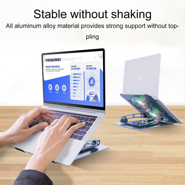 R- JUST HZ22-1 Rotating Dual-purpose Desktop Fan Aluminum Alloy Laptop Stand (Silver) - MacBook Holder by R-JUST | Online Shopping South Africa | PMC Jewellery | Buy Now Pay Later Mobicred