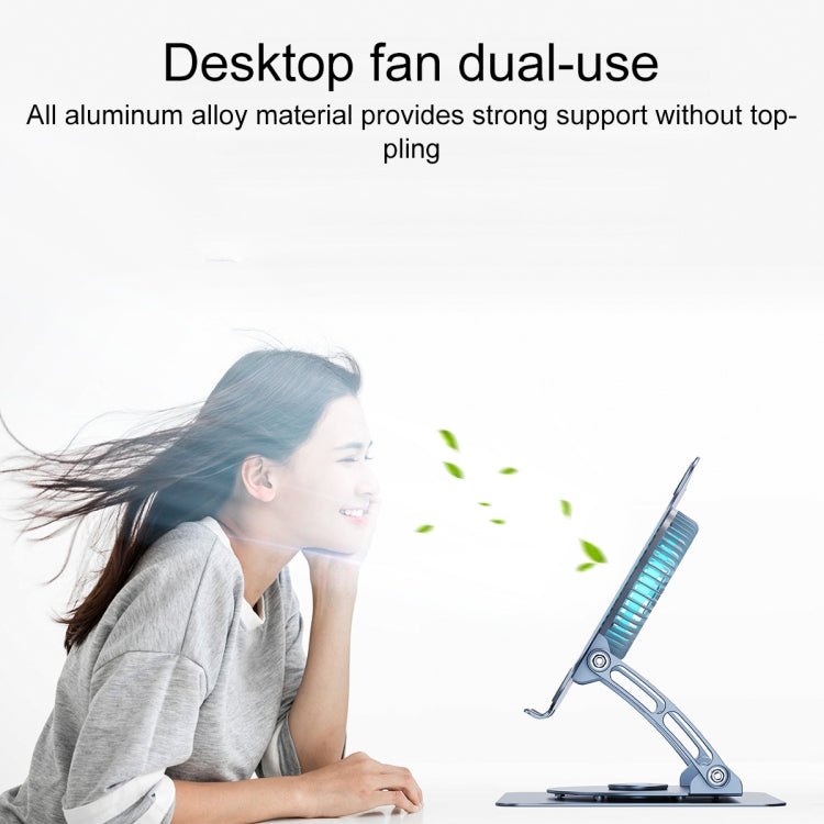 R- JUST HZ22-1 Rotating Dual-purpose Desktop Fan Aluminum Alloy Laptop Stand (Silver) - MacBook Holder by R-JUST | Online Shopping South Africa | PMC Jewellery | Buy Now Pay Later Mobicred