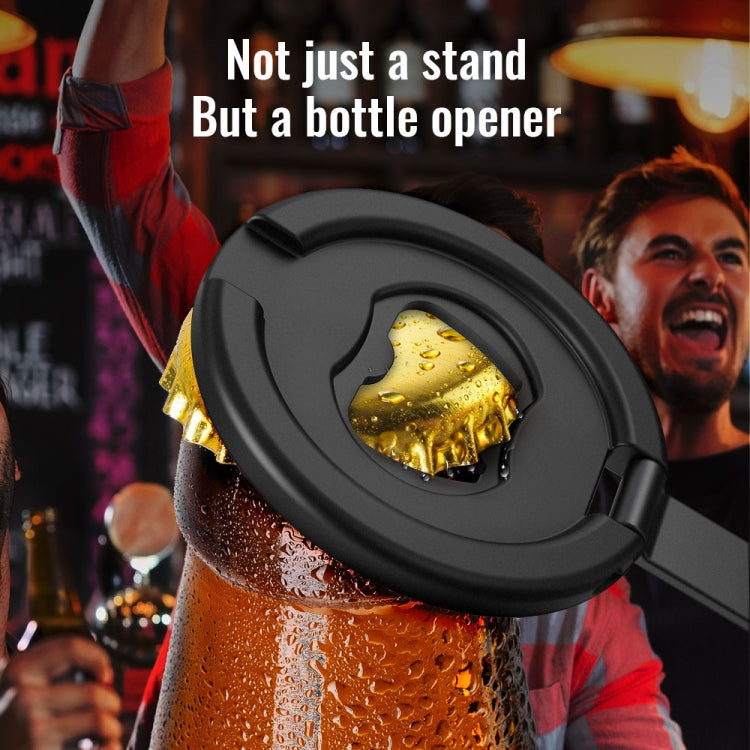R-JUST SJ20-1 Aluminum Alloy Magnetic Bottle Opener Cellphone Holder With No Trace Sticker (Black) - Hand-Sticking Bracket by R-JUST | Online Shopping South Africa | PMC Jewellery