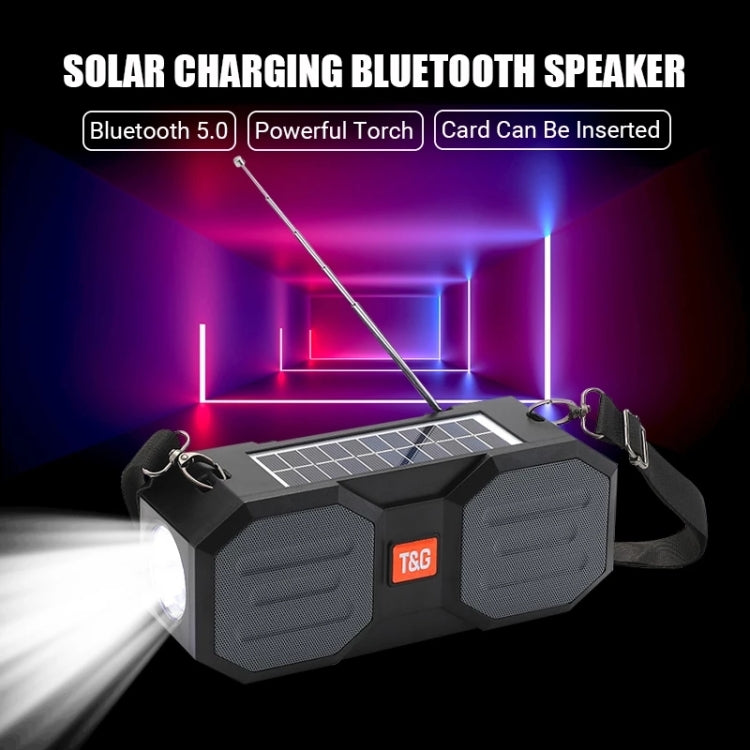 T&G TG634 Outdoor Solar Power Bluetooth Wireless Speaker with FM / Flashlight / TF Card Slot (Black) - Desktop Speaker by T&G | Online Shopping South Africa | PMC Jewellery