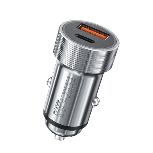 WK WP-C28 18W Titanium PD+QC3.0 Dual USB Car Charger (Silver) - Car Charger by WK | Online Shopping South Africa | PMC Jewellery