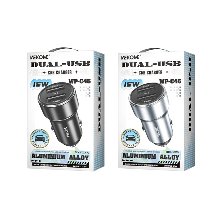 WK WP-C46 Staroad Series Vieyie 15W Dual-USB Car Charger (Grey) - Car Charger by WK | Online Shopping South Africa | PMC TechLife | Buy Now Pay Later Mobicred