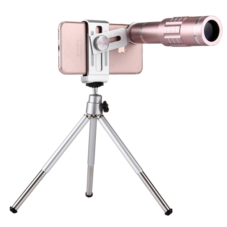 Universal 18X Magnification Lens Mobile Phone 3 in 1 Telescope + Tripod Mount + Mobile Phone Clip(Rose Gold) - Telescope & Microscope by PMC Jewellery | Online Shopping South Africa | PMC Jewellery