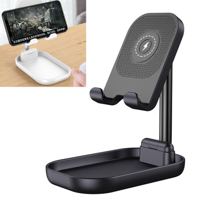 WS2 Portable Foldable Mobile Phone Tablet Wireless Charging Desktop Holder Bracket(Black) - Desktop Holder by PMC Jewellery | Online Shopping South Africa | PMC Jewellery