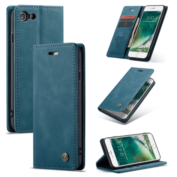 CaseMe-013 Multifunctional Retro Frosted Horizontal Flip Leather Case for iPhone 7 / 8, with Card Slot & Holder & Wallet(Blue) - More iPhone Cases by CaseMe | Online Shopping South Africa | PMC Jewellery