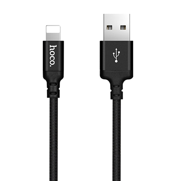 hoco X14 2m Nylon Braided Aluminium Alloy 8 Pin to USB Data Sync Charging Cable(Black) - Normal Style Cable by hoco | Online Shopping South Africa | PMC Jewellery | Buy Now Pay Later Mobicred