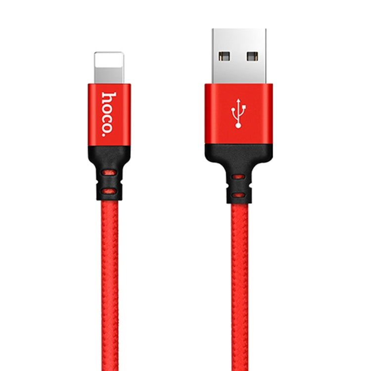 hoco X14 2m Nylon Braided Aluminium Alloy 8 Pin to USB Data Sync Charging Cable(Red) - Normal Style Cable by hoco | Online Shopping South Africa | PMC Jewellery | Buy Now Pay Later Mobicred