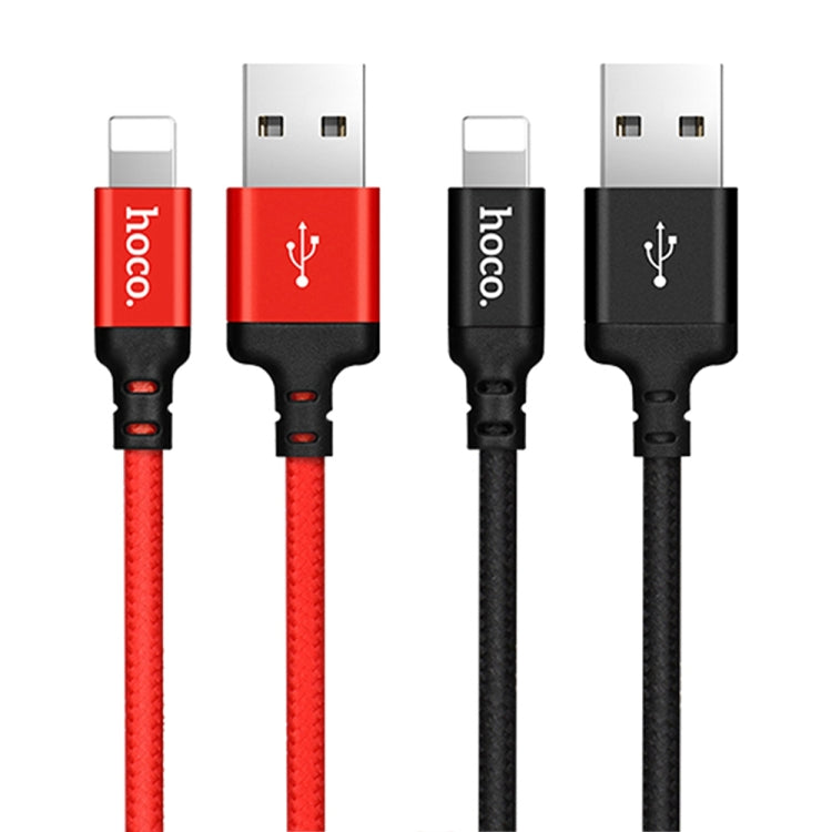 hoco X14 2m Nylon Braided Aluminium Alloy 8 Pin to USB Data Sync Charging Cable(Red) - Normal Style Cable by hoco | Online Shopping South Africa | PMC Jewellery | Buy Now Pay Later Mobicred