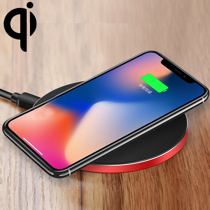 GY-68 Ultra-Thin Aluminum Alloy Wireless Fast Charging Qi Charger Pad(Black Red) - free shipping - PMC TechLife - Order now!
