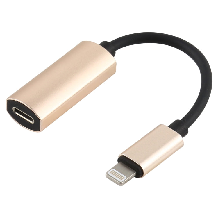 2 in 1 8 Pin Male to Dual 8 Pin Female Charging and Listening to Music Audio Earphone Adapter, Compatible with All IOS Systems(Gold) - Earphone Adapter by PMC Jewellery | Online Shopping South Africa | PMC Jewellery