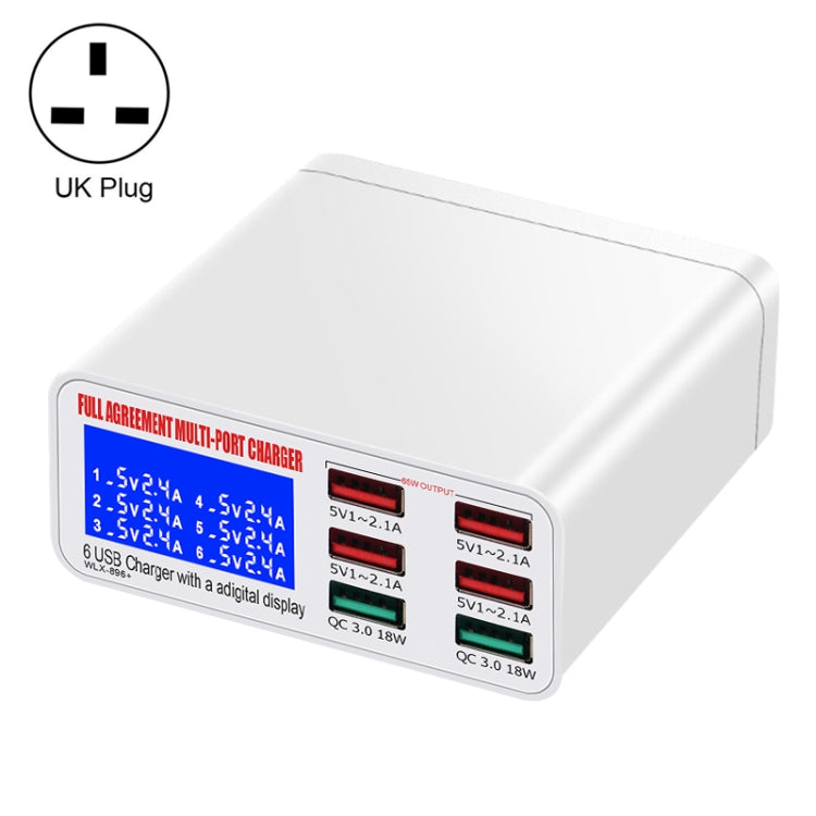 WLX-896+ 6 In 1 Multi-function Smart Digital Display USB Charger(UK Plug) - Multifunction Charger by PMC TechLife | Online Shopping South Africa | PMC TechLife